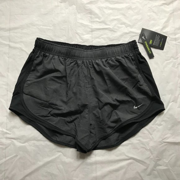 Nike Pants - Women's Nike Dri-FIT Tempo Running Heather Black Lined Shorts Swoosh Size Medium